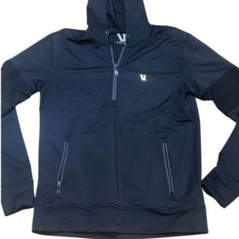Vuori Performance Hooded Half Zip Pullover Dark Gray Mens size Small